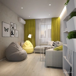 Однокомнатная квартира с диваном и шкафом дизайн