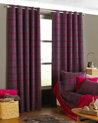 Curtains with eyelets in the bedroom interior photo