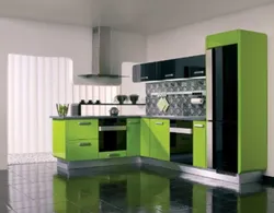 Green Refrigerator In The Kitchen Photo