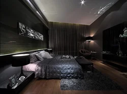 Bedroom design in black tone photo