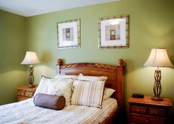 Olive Wallpaper In The Bedroom Interior