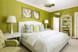 Olive Wallpaper In The Bedroom Interior