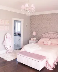 Bedroom design with pink bed