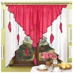 Photo curtains for the kitchen short flowers