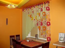 Photo curtains for the kitchen short flowers