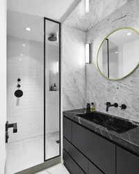 Bathroom design with shower black and white