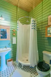 Bathroom in the country design photo with shower