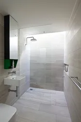 Bathroom interior with gray floor