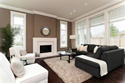 Living Room Design In White And Brown Tones