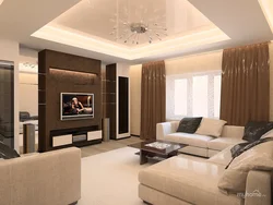 Дизайн гостиной в бело коричневых тонах