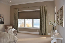 Blackout curtains in the bedroom interior photo