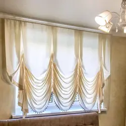 French curtains in the kitchen interior