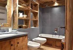 Bathroom decoration with wood photo