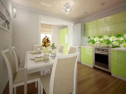 Beige-Green Kitchen In The Interior