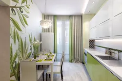 Beige-green kitchen in the interior