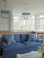 Blue Sofa In The Kitchen Interior Photo