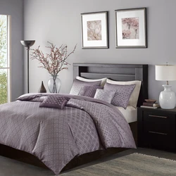 Photo of lilac gray bedroom