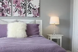 Photo of lilac gray bedroom