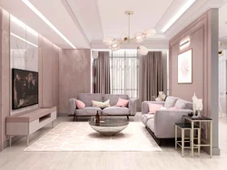 Living room interior photo pink color