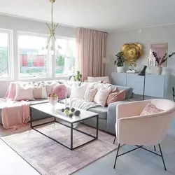 Living room interior photo pink color
