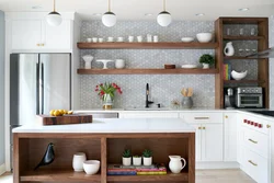 Kitchen with shelves real photos