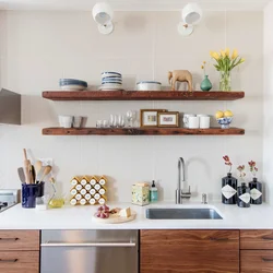 Kitchen with shelves real photos