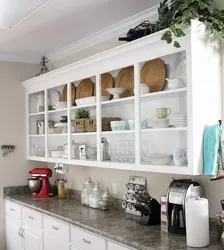 Kitchen with shelves real photos