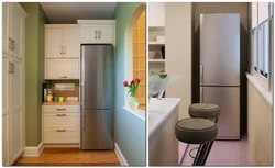 How to place a refrigerator in a small kitchen with your own photos