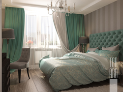 Bedroom design in emerald color photo