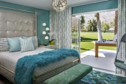 Bedroom design in emerald color photo