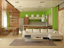 Interior Design Of Living Room Floor With Kitchen