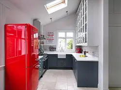 Refrigerator in the middle of the kitchen photo