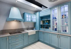 Gray blue kitchen design