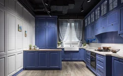 Gray blue kitchen design