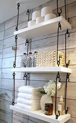 Beautiful shelves in the bathroom photo