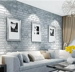 Living room design with decorative brick trim