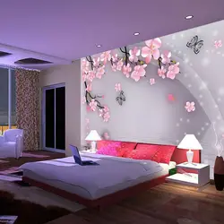 3D wallpaper in the bedroom interior