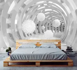 3D wallpaper in the bedroom interior