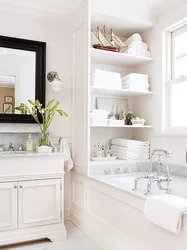 Bathroom shelves in the wall design