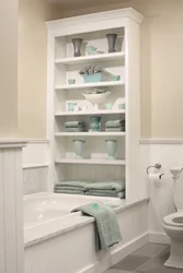 Bathroom shelves in the wall design