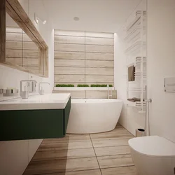 Белая ванная комната дизайн с деревом