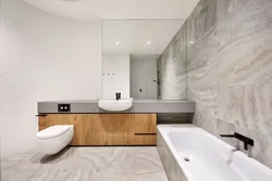 White bathroom design with wood