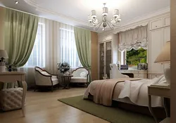 Bedroom design 17 square meters with two windows