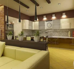 Modern interior of large kitchen living room
