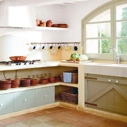 Kitchen Without Cabinets Only Shelves Photo