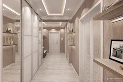 Photo Of A Hallway With A Wardrobe In A Modern Style, Narrow And Long