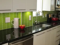 Green tiles in the kitchen photo design