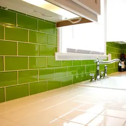 Green tiles in the kitchen photo design
