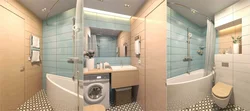 Дизайн ванной с душевой кабиной и угловой ванной