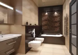 Bath interior with dark furniture
